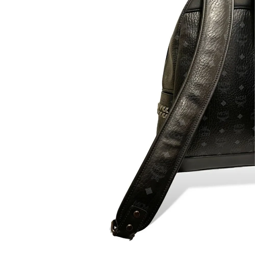 MCM Blk/Gry Monogram Stark Side Studs Backpack in Visetos |Size: 42.5cm|
